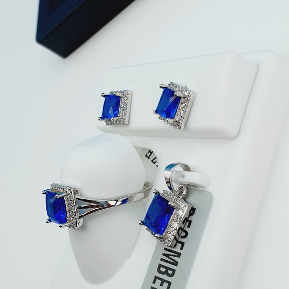 "925 Sterling Silver Cubic Zircon Birthstone Jewelry Set, UU1P7A7072 - Picture 2 of 8